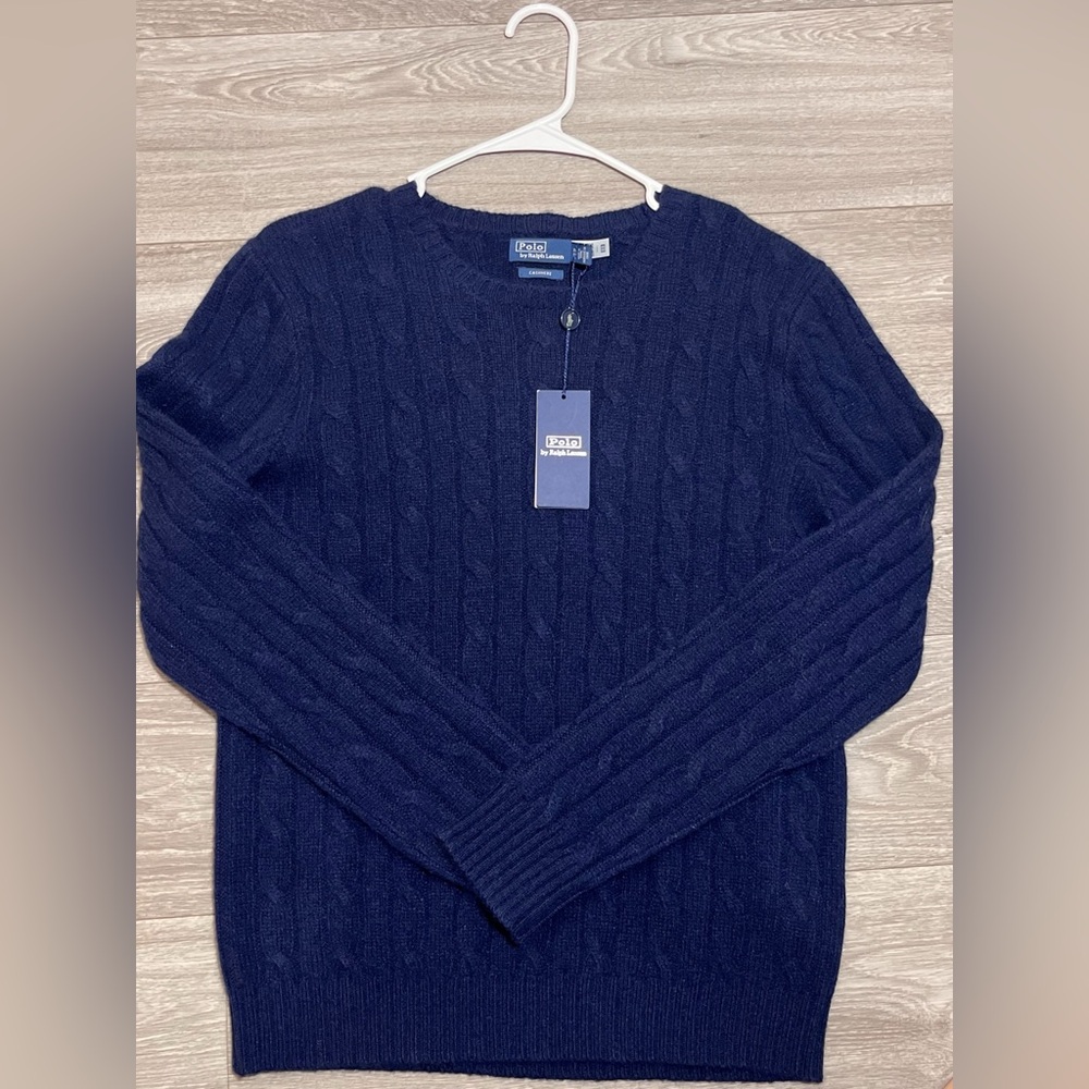 NWT Polo Ralph Lauren 100% Cashmere  Sweater | Crewneck, Navy Blue | XL